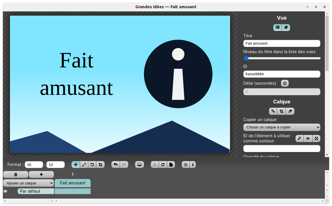 La première vue de la présentation : Fait amusant